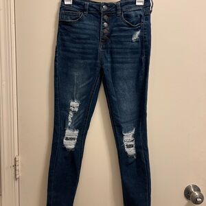 Vanilla Star High Rise Dark Blue Distressed Jeans